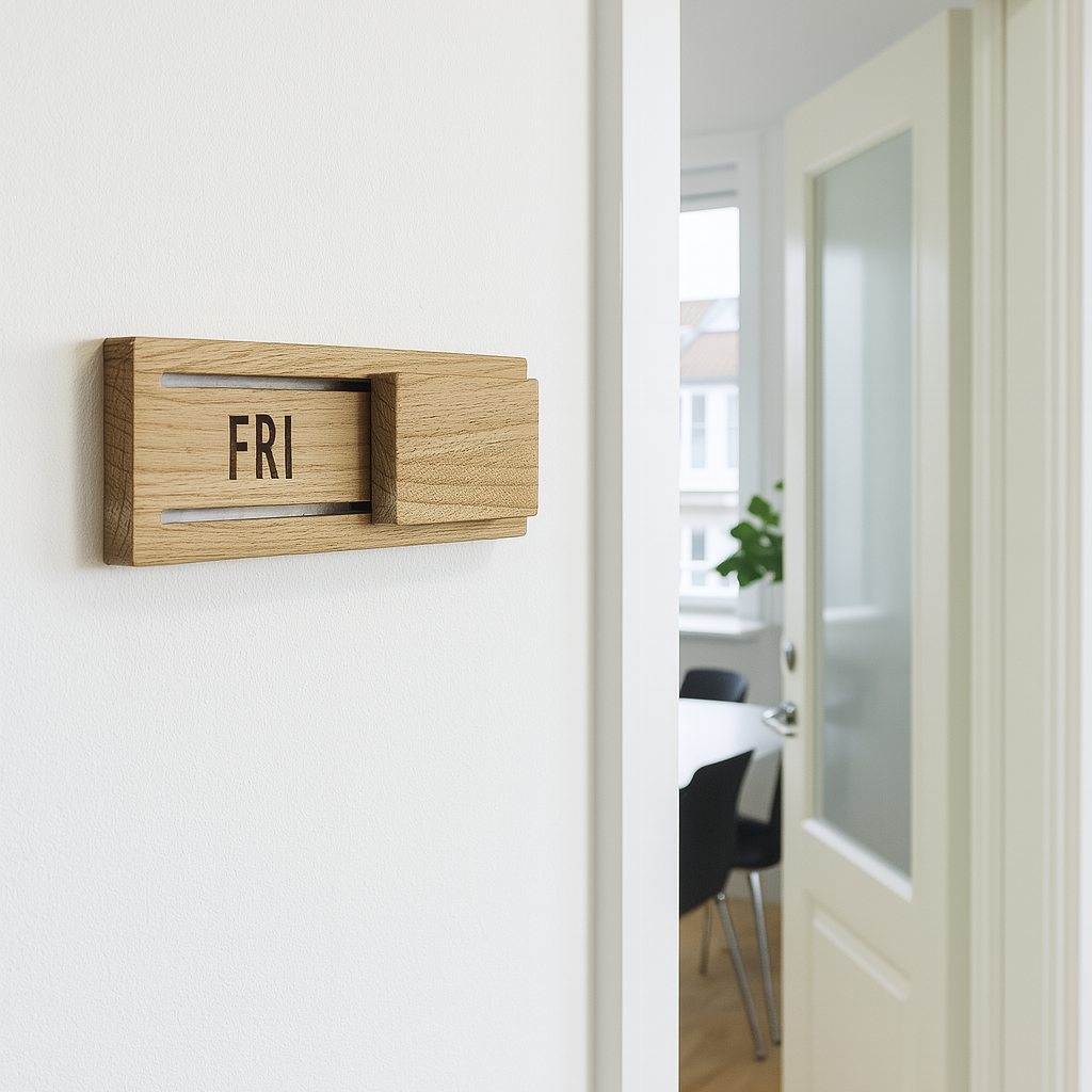 Byrum - Signs for meeting rooms in solid oak