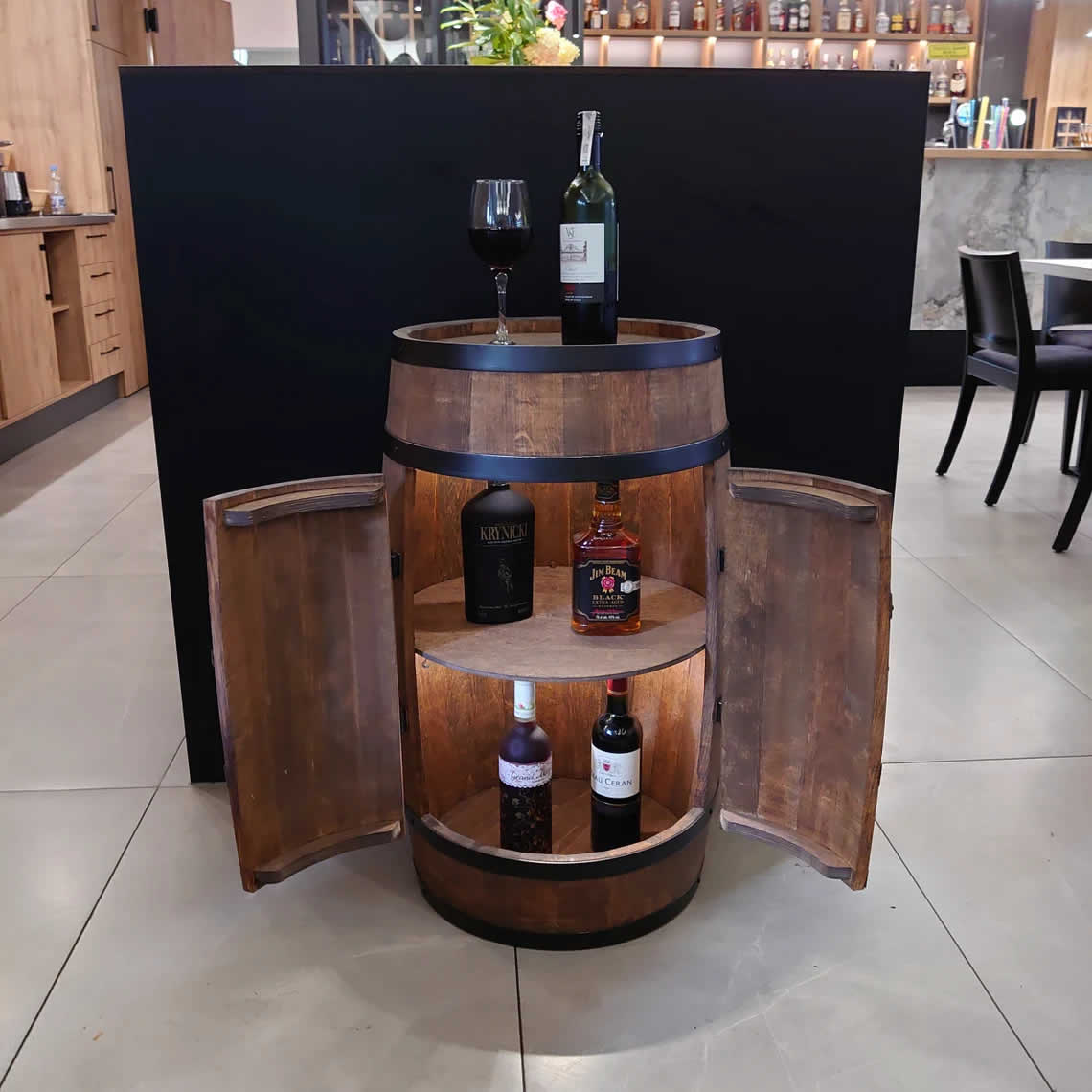Vintønde med låger - Minibar - Mørk