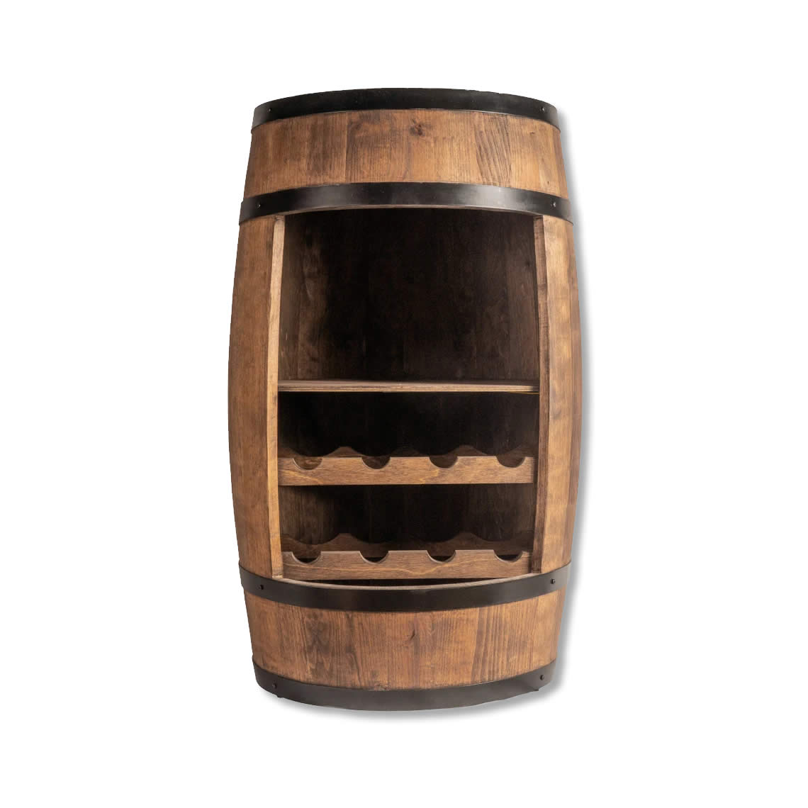 Wine barrel with wine shelf - Minibar - Wine bar - dark wood - with/without light