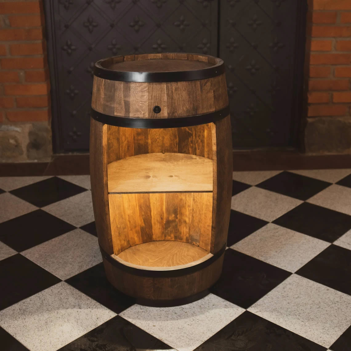 Wine barrel - Minibar - Wine bar - dark wood - with/without light
