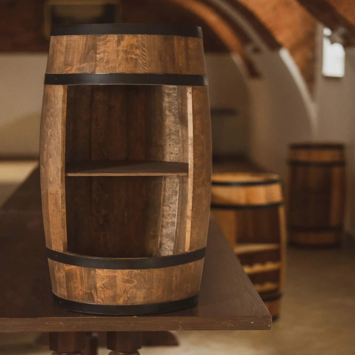 Wine barrel - Minibar - Wine bar - dark wood - with/without light