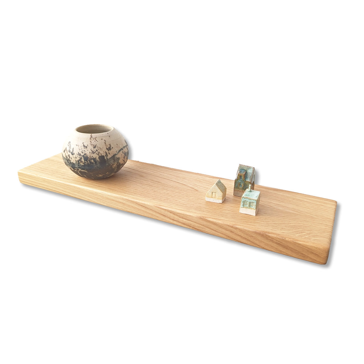 Kirkeby - wooden floating shelf • Straight/curved edge • Untreated