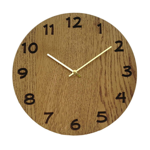 Birkum - vægur i træ - Mørkt vægur med tal