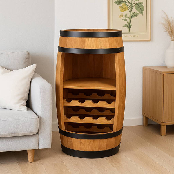 Vintønde med vinhylde - Minibar - Lys