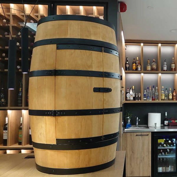 Vintønde med vinhylde og låger - Minibar - Vinbar - lyst træ - med/uden lys