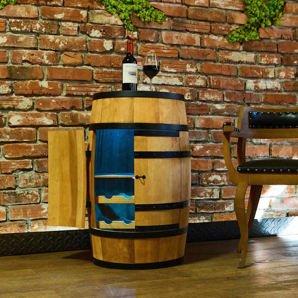 Vintønde med vinhylde og låger - Minibar - Vinbar - lyst træ - med/uden lys