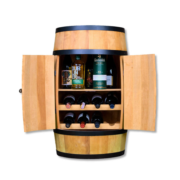 Vintønde med vinhylde og låger - Minibar - Vinbar - lyst træ - med/uden lys