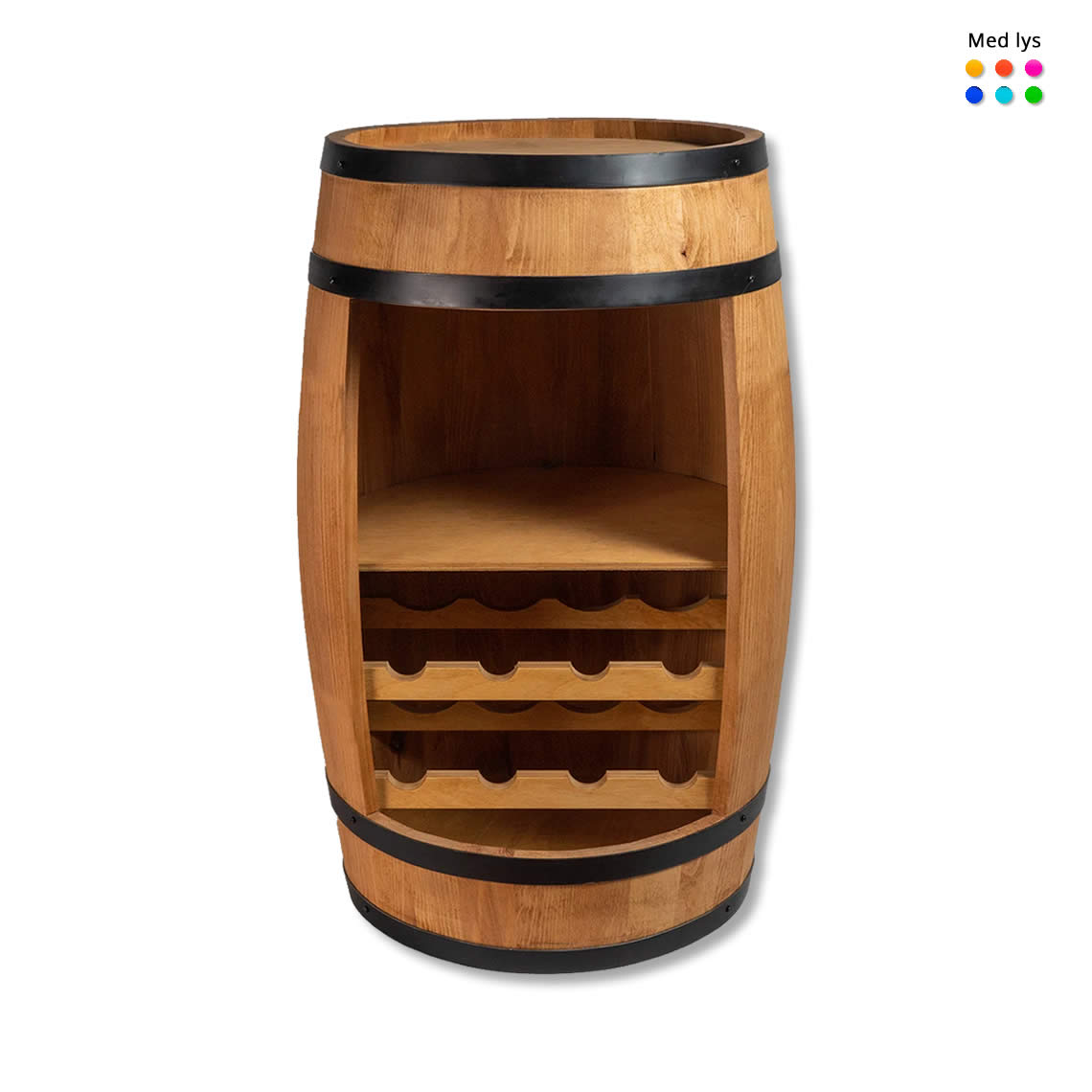 Wine barrel with wine shelf - Minibar - Wine bar - light wood - with/without light