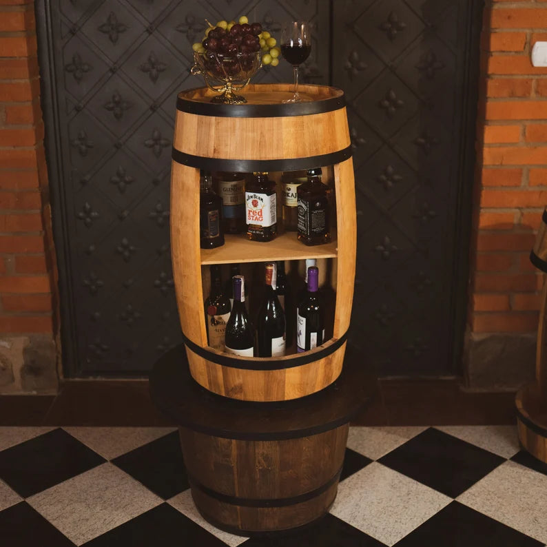 Wine barrel - Minibar - Wine bar - light wood - with/without light
