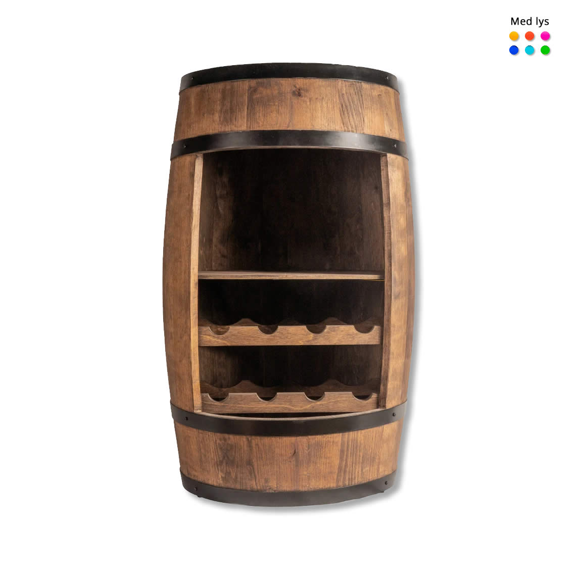 Wine barrel with wine shelf - Minibar - Wine bar - dark wood - with/without light