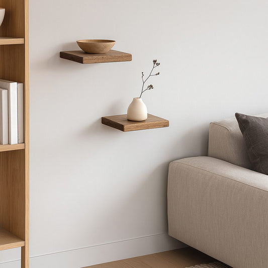 Dalmose - wooden floating shelf - Dark wood - square - 3 sizes