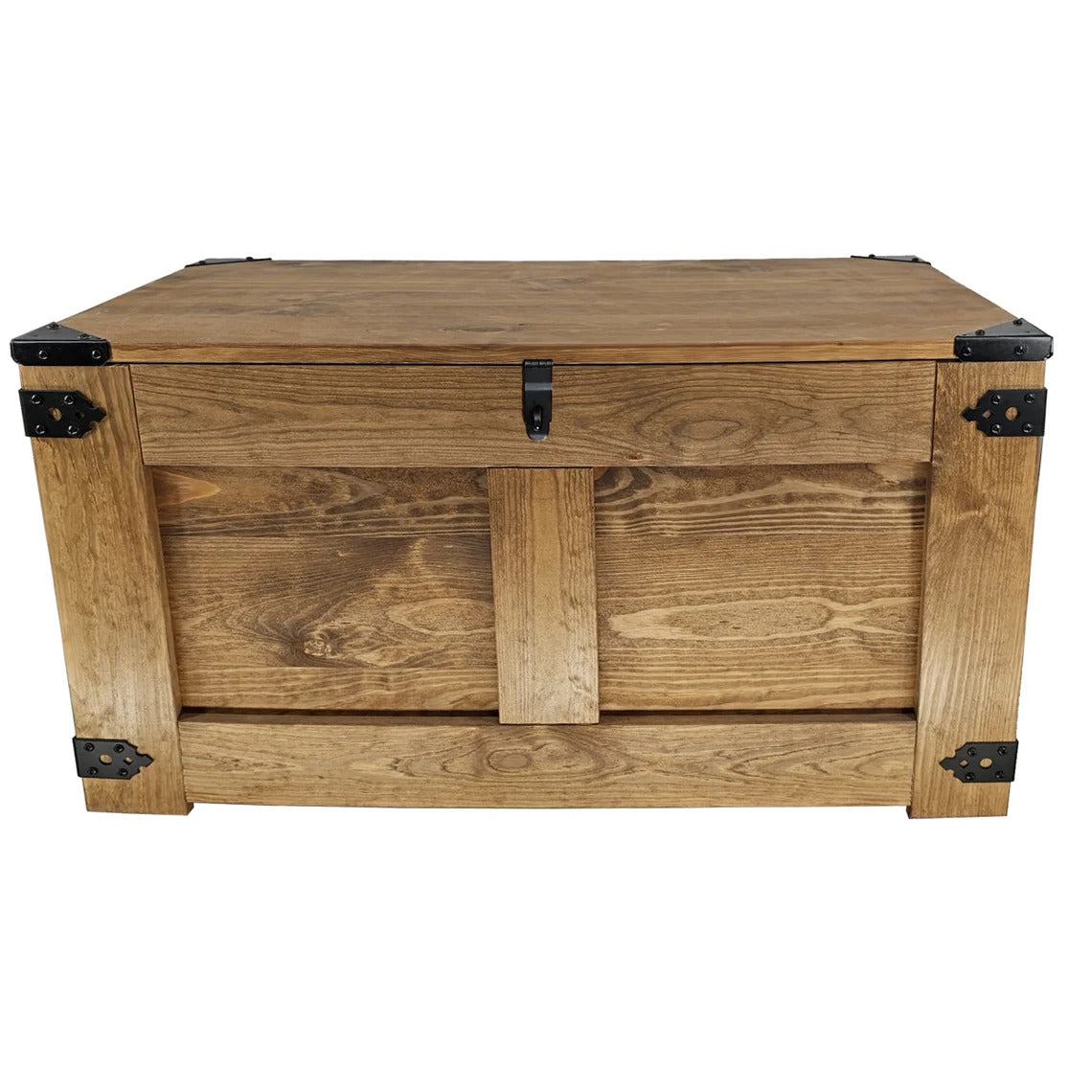 Handmade wooden chest with interior fittings and rustic look - Dark - Solid wood