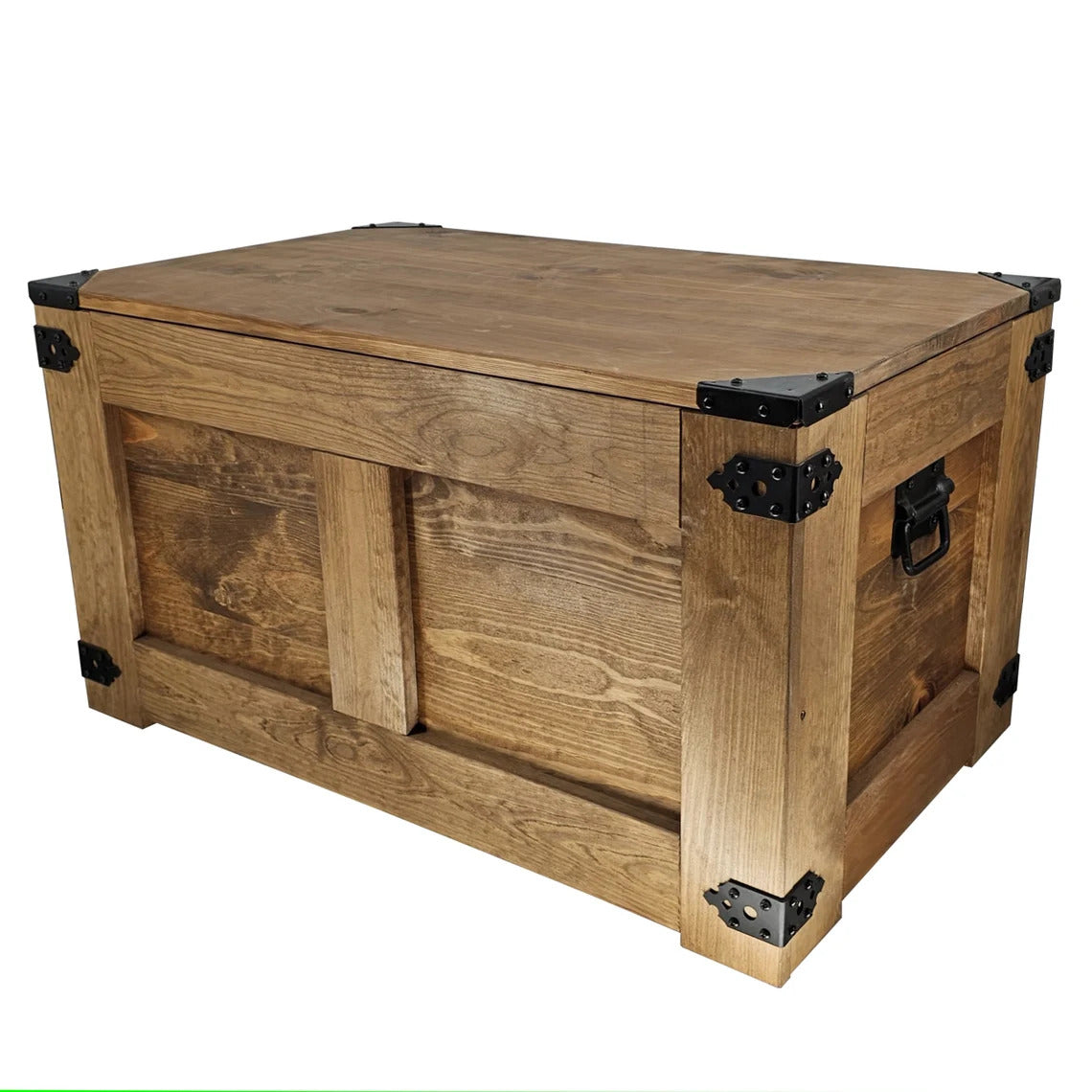 Handmade wooden chest with interior fittings and rustic look - Dark - Solid wood