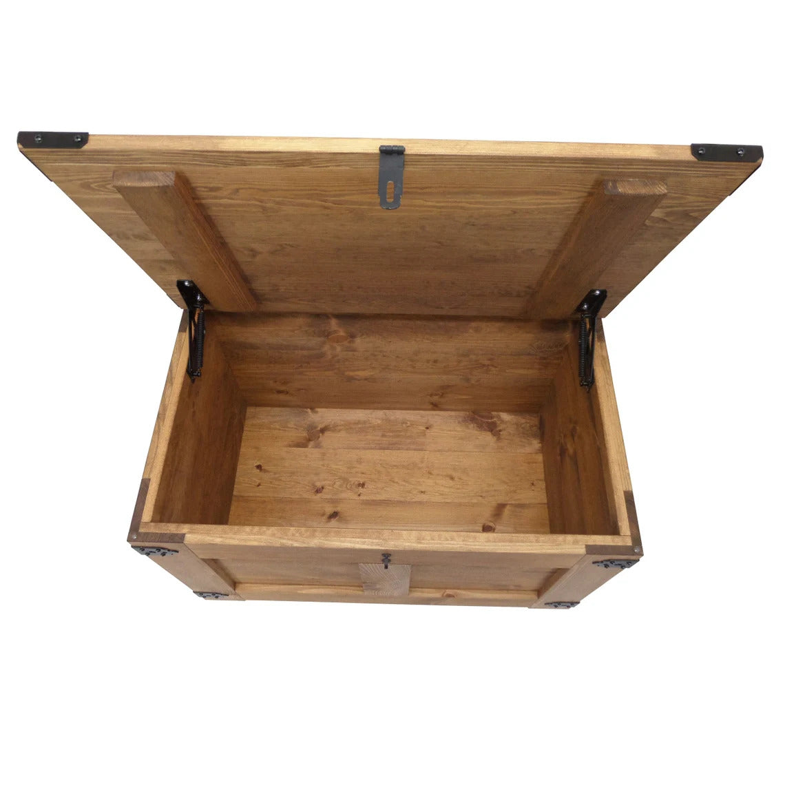 Handmade wooden chest with interior fittings and rustic look - Dark - Solid wood