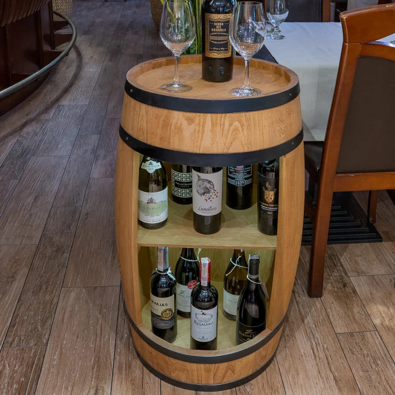 Wine barrel - Minibar - Wine bar - light wood - with/without light