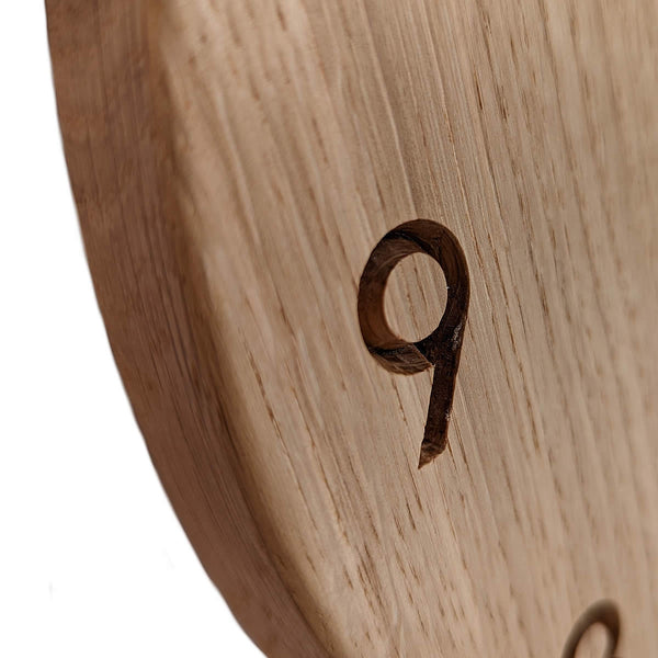 Orso - wooden wall clock • Light oak wood with numbers